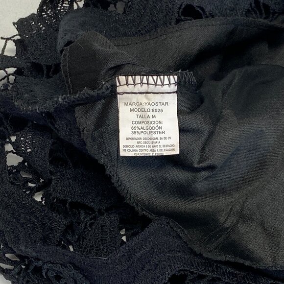 Yaostar Black Crochet Lace Sleeveless Ruffle Tank Top Tunic Lined Boho Chic M - Picture 13 of 15